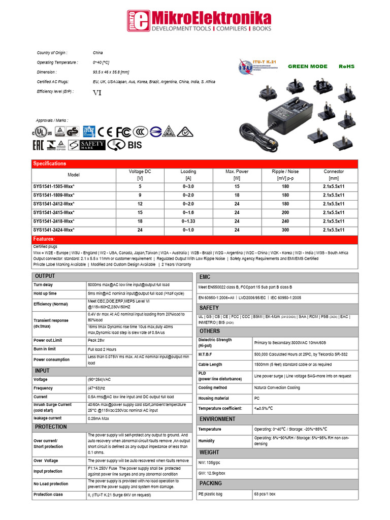 sunnypowersupplydatasheet PDF Alternating Current Power Supply