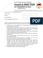 Formulir Pendaftaran Open Turnamen Futsal