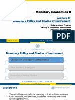 Monetary Economics II: Monetary Policy and Choice of Instrument