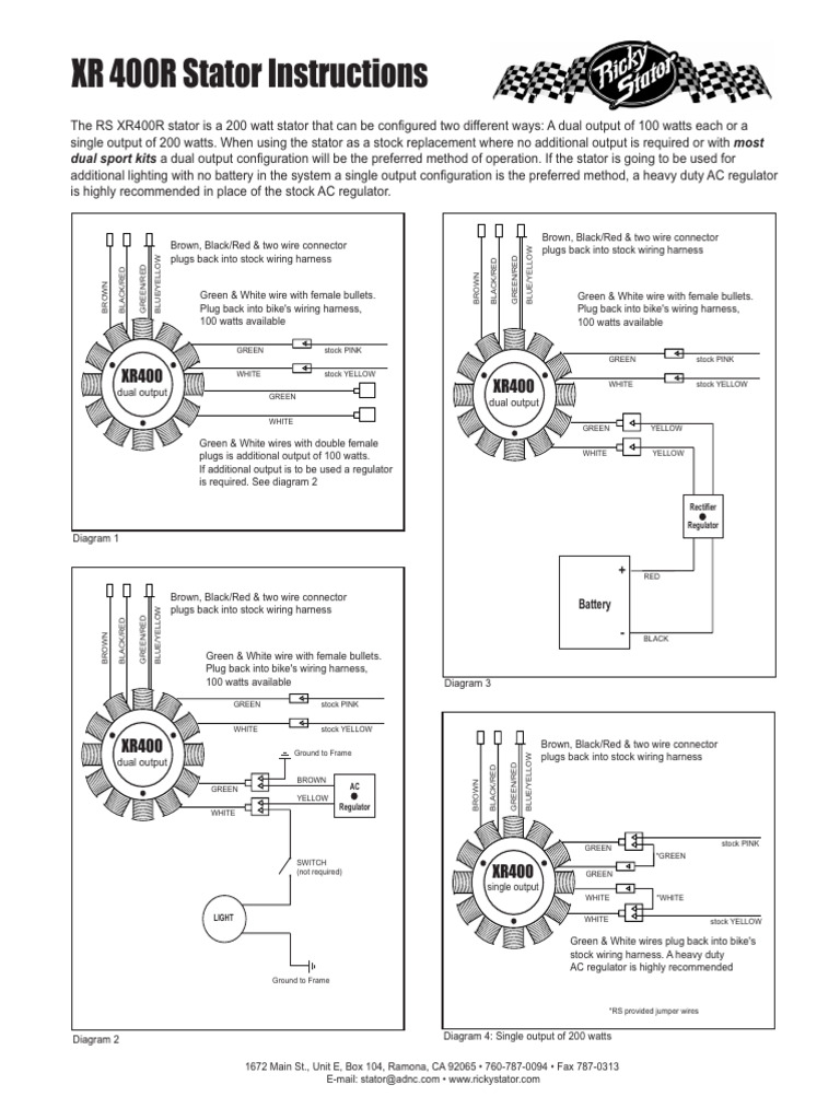 XR400R Stator Wiring Guide | PDF | Components | Electrical Equipment