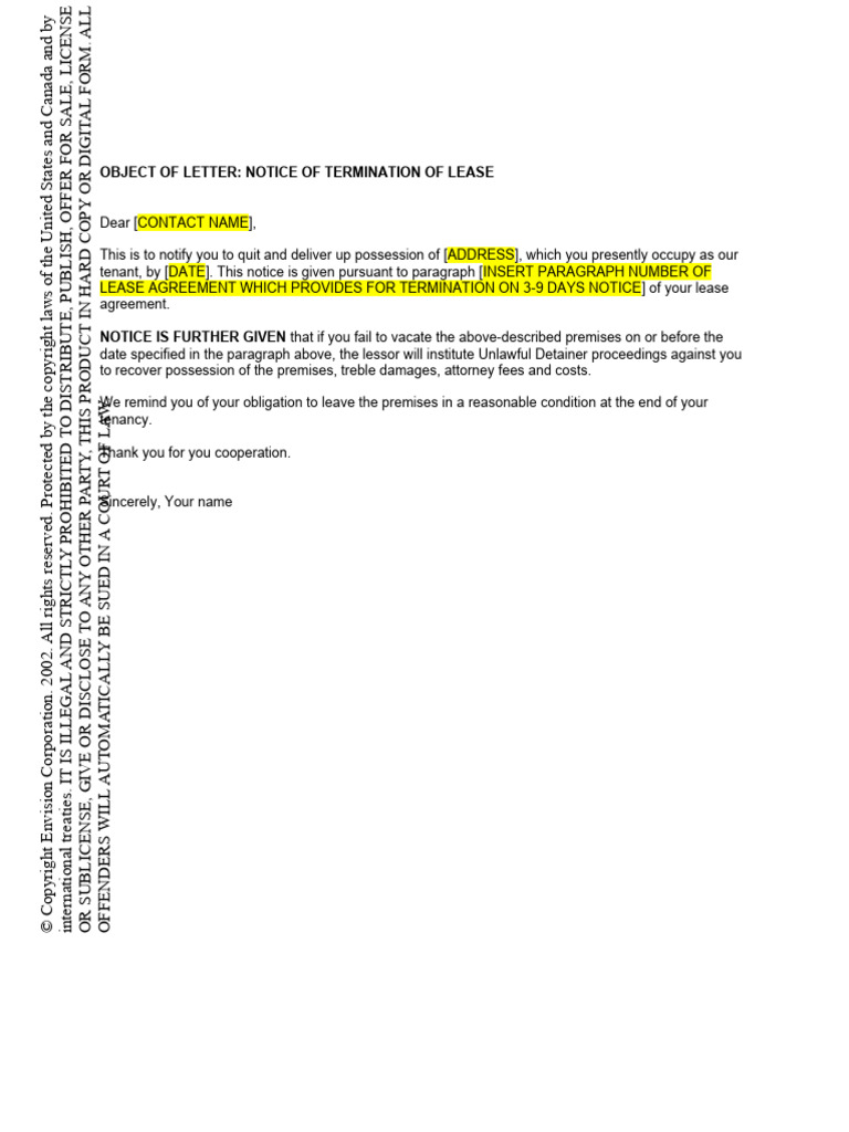 Landlord Lease Termination Letter Pdf Lease Leasehold Estate