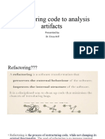 Refactoring Code To Analysis Artifacts Lecture 5c