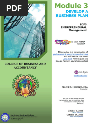 MODULE 3 - DEVELOP A BUSINESS PLAN
