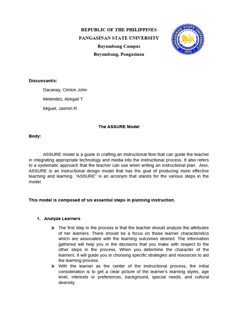 The Assure Mode1 Download Free Pdf Learning Teachers