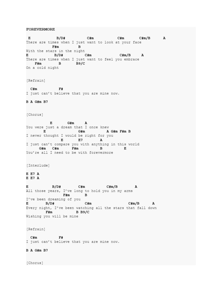 Forevermore Chords PDF Songs Musical Forms