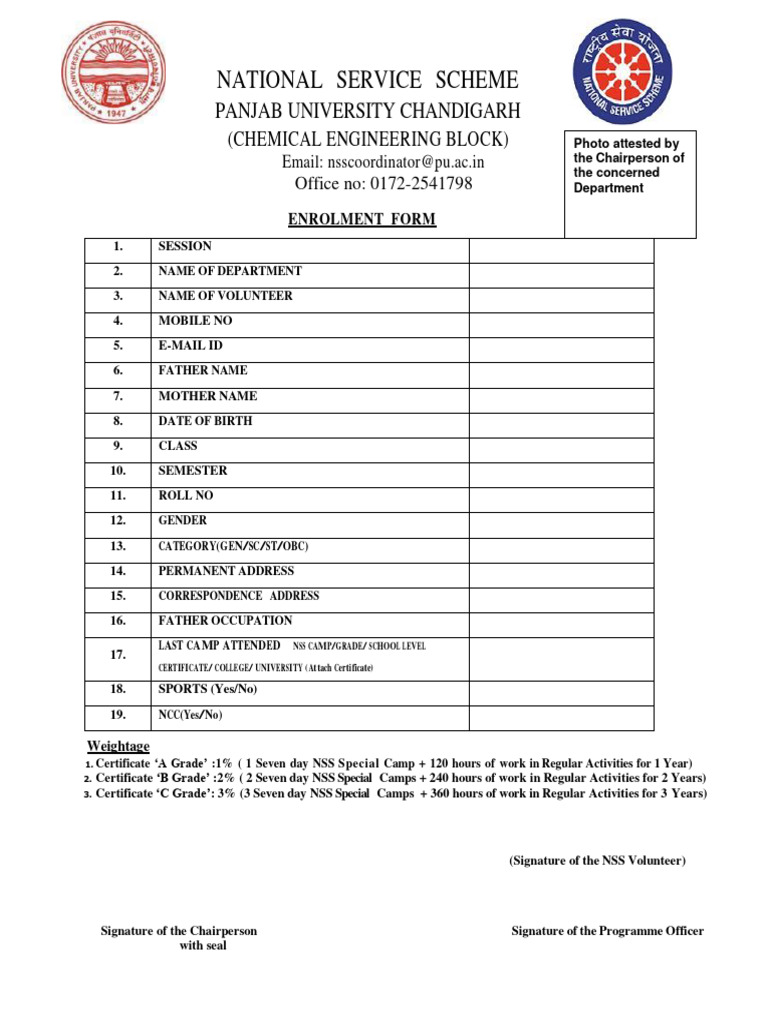 NSS Volunteer Enrollment Form | PDF