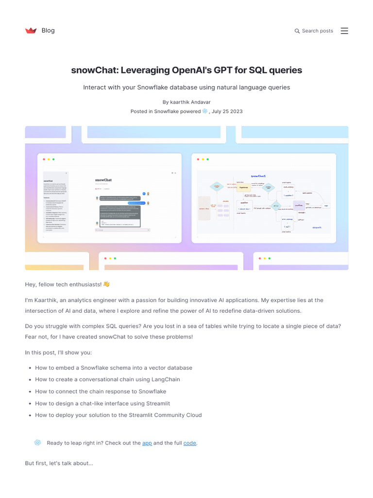 Snowchat - Leveraging OpenAI's GPT For SQL Queries | PDF | Databases | Sql