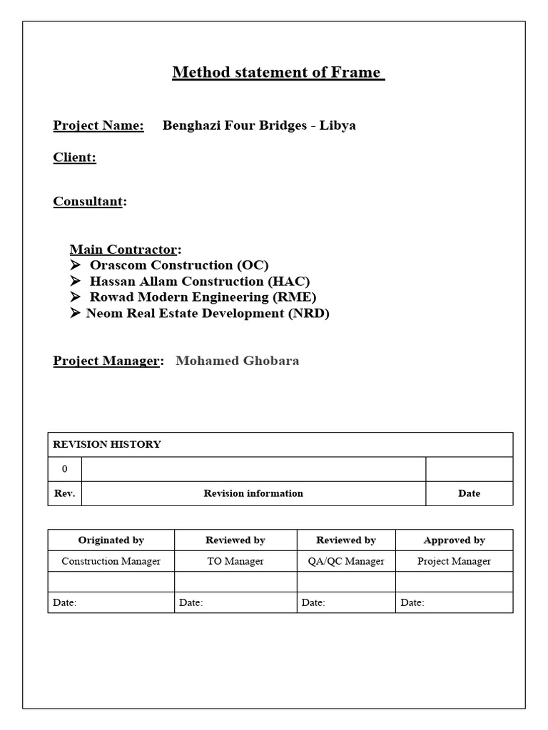 Frame Installation Method Statement | PDF | Quality Assurance | Concrete