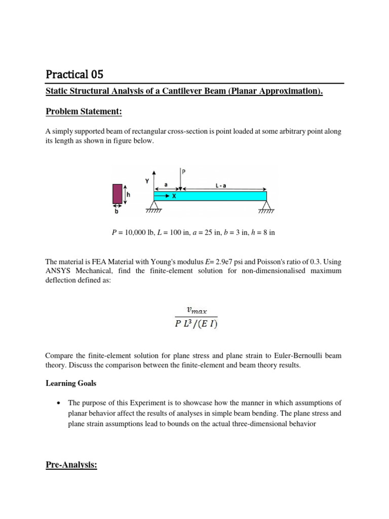Cantilever Beam Static Analysis in ANSYS | PDF | Mechanical Engineering ...