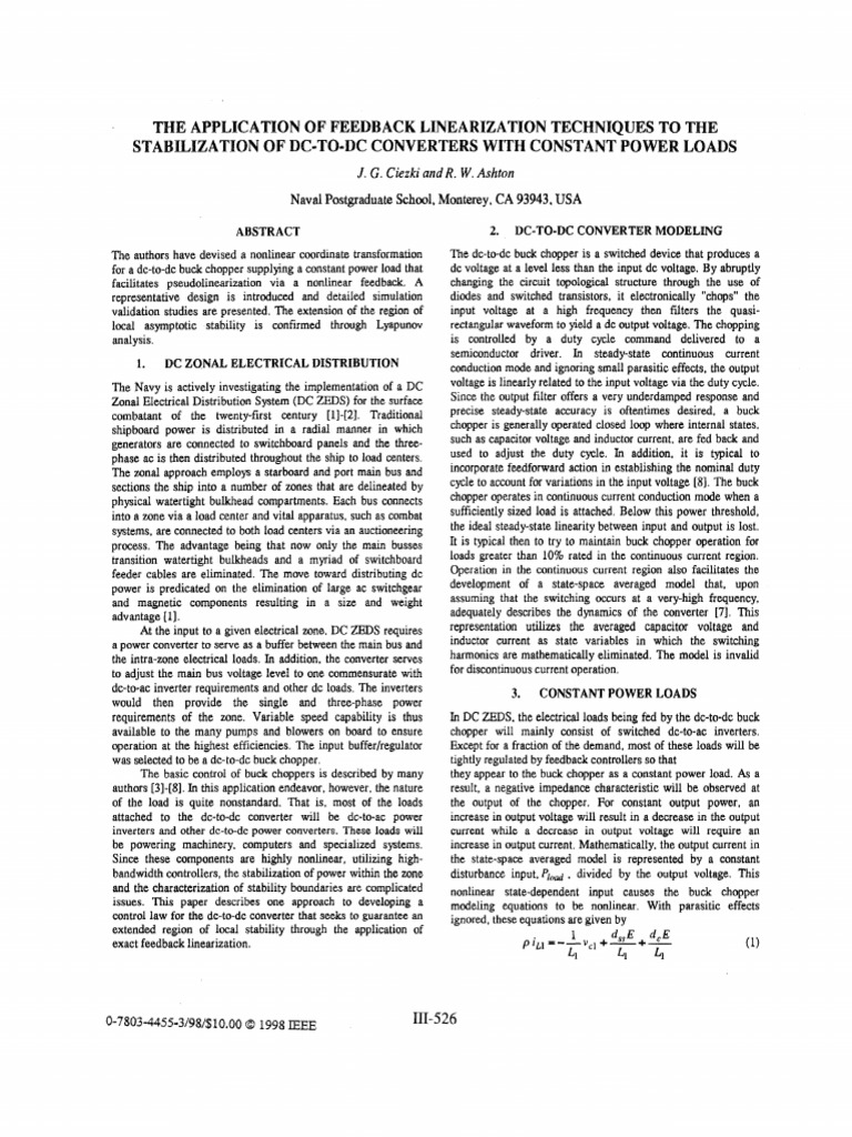 Feedback Linearization for DC-DC Converters | PDF | Power Inverter ...
