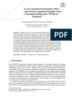 The Effects of Consumer Involvement, Price Sensitivity, and Sensory Appeal of Organic Food Purchase Intention During The COVID-19 Pandemic