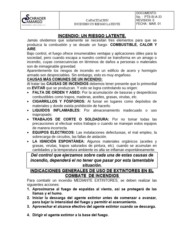A 33 Incendio PDF Incendios Química