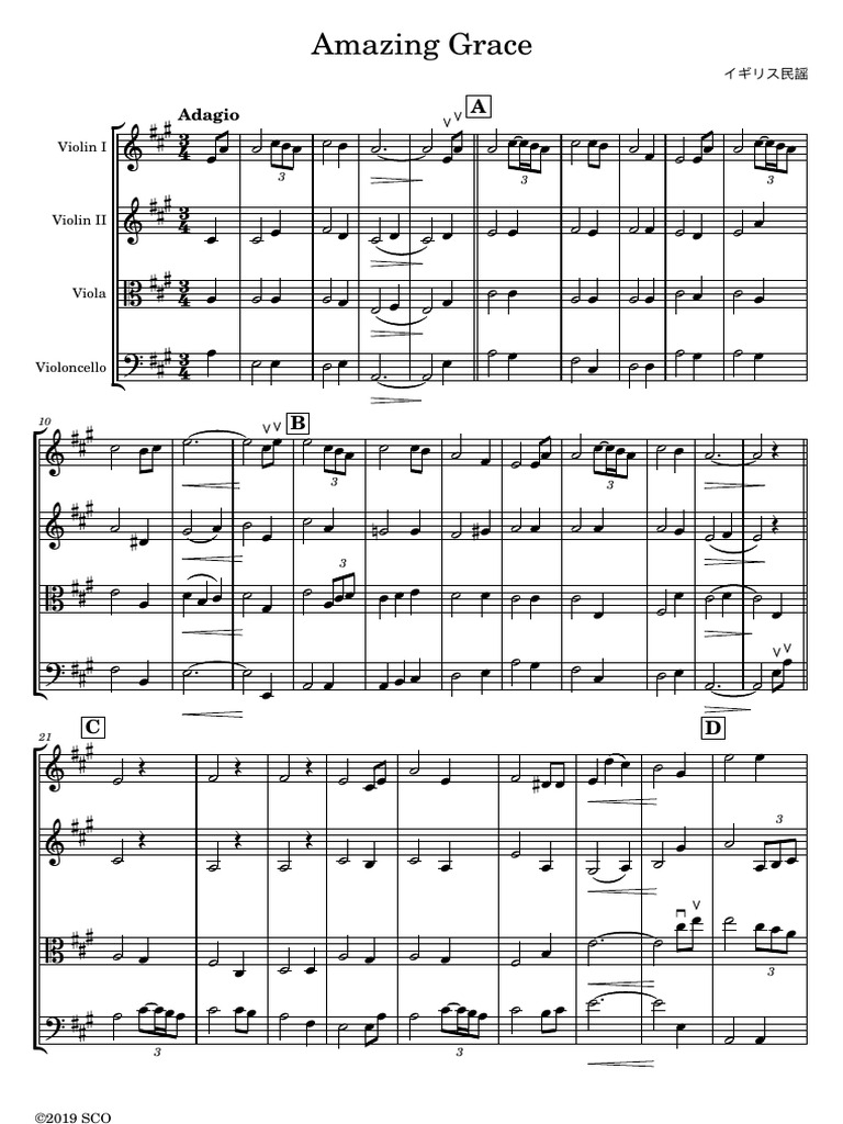 Amazing Grace String Quartet PDF