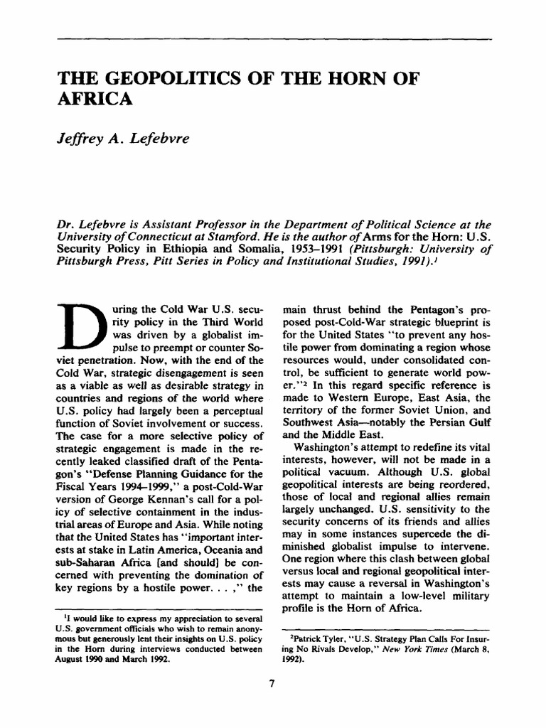 Geopolitical Dynamics in the Horn of Africa | PDF | Horn Of Africa ...