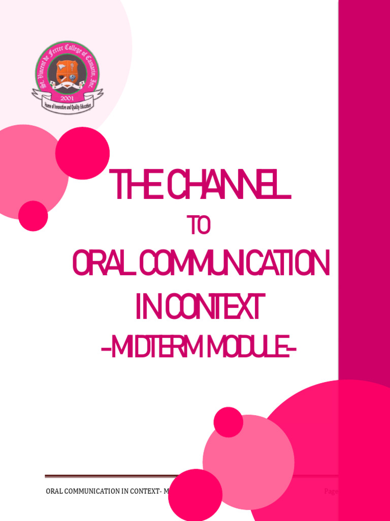 Midterm Oral Communication in Context PDF Communication Human Communication
