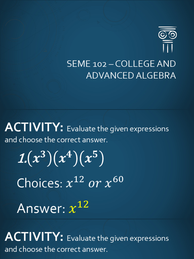 Algebraic Expressions and Special Products | PDF | Multiplication ...