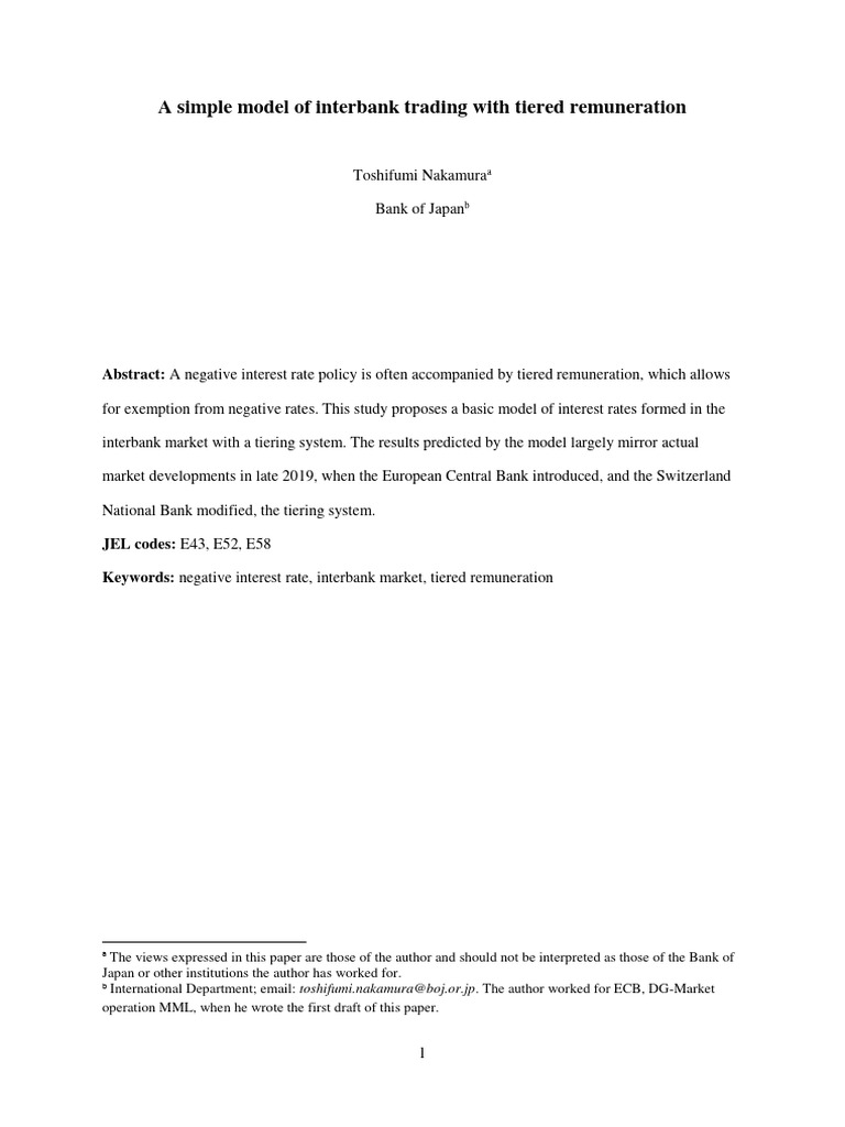 A Simple Model of Interbank Trading With Tiered Remuneration PDF