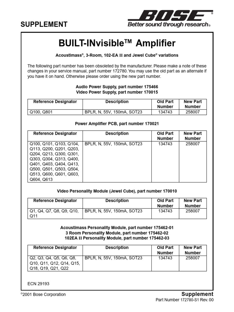 Bose+built-Invisible+amplifier+service+manual+ S1 | PDF | Analog ...