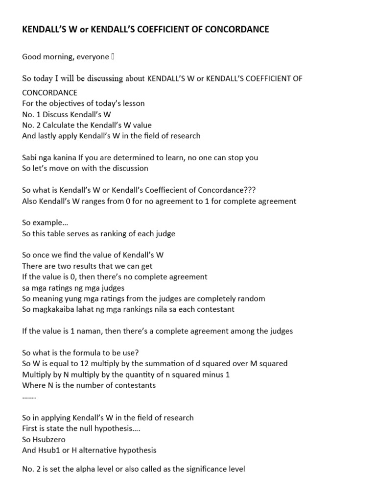 Understanding Kendall's W Test | PDF | Statistical Hypothesis Testing ...