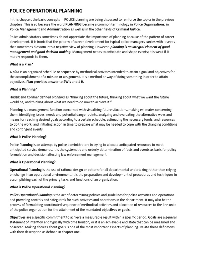 Lea1 20232024 Police Operational Planning | PDF