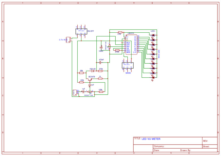 Schematic LM3914 VU Meter | PDF