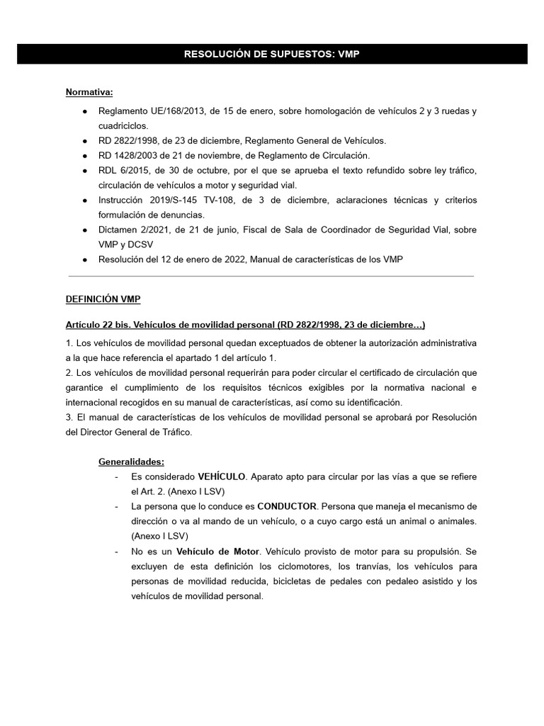 Valoración y Normativa de VMP | PDF | Licencia de conducir | Vehículos