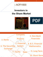 ACFI1003 - Topic 8 Investors and The Share Market