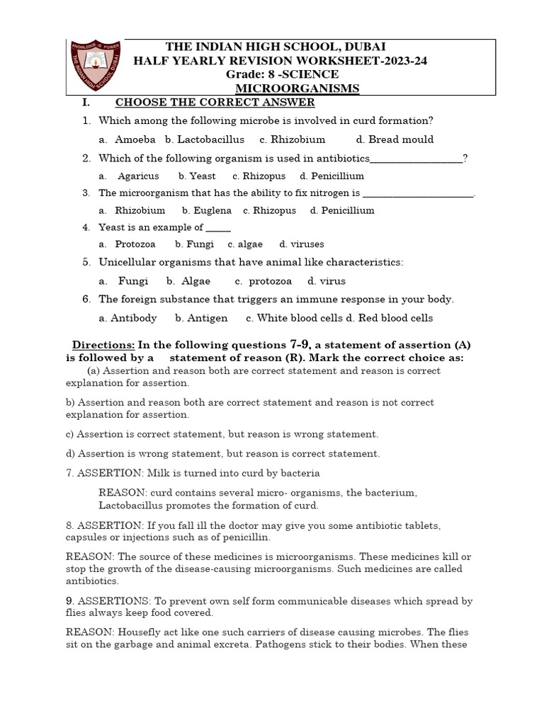 Microorganisms Grade 8 Extra Question And Answer