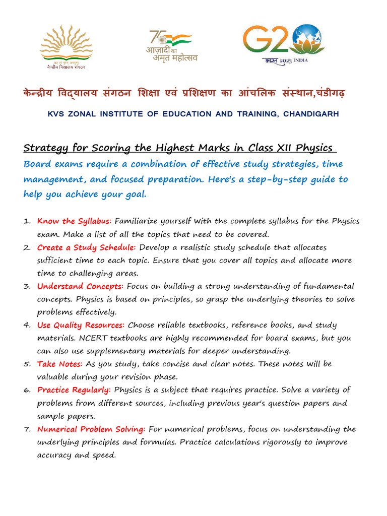 Scoring High in Class 12 Physics | PDF | Physics | Understanding