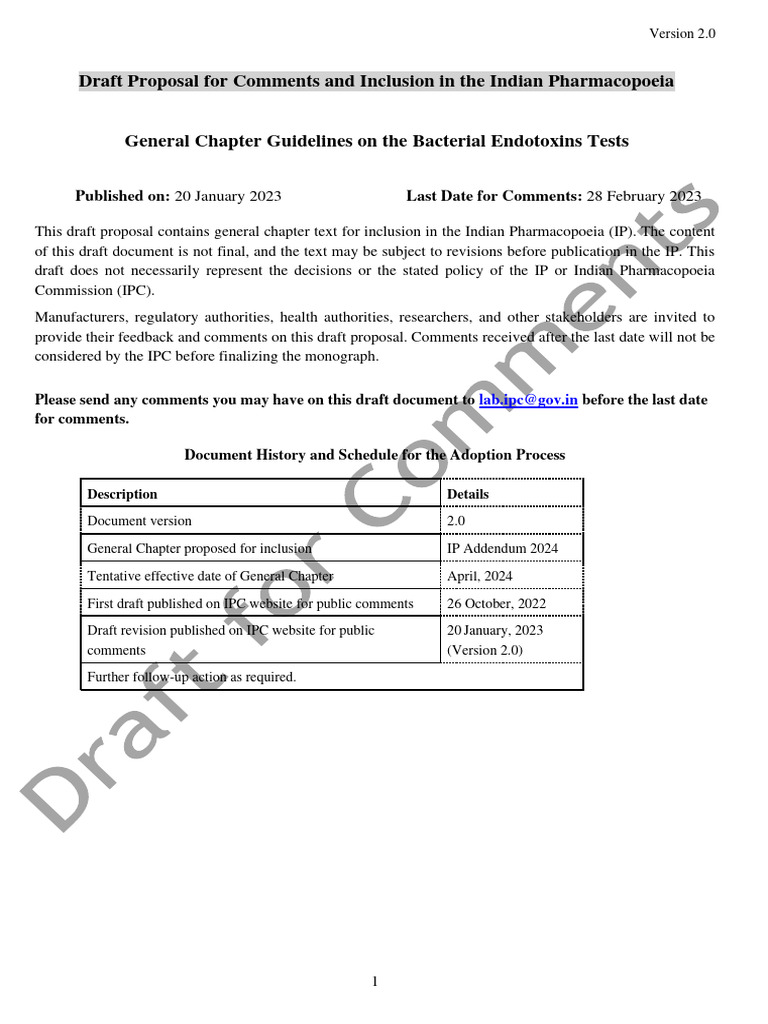 Guidelines On Bacterial Endotoxins Tests Version 2.0 20.01.2023 PDF