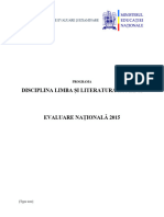 ANEXA 2 Programa Evaluarea Nationala 2015 Limba Si Literatura Romana