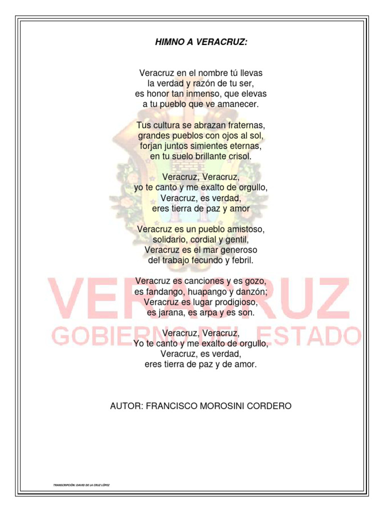 Himno a Veracruz: Letra Completa | PDF