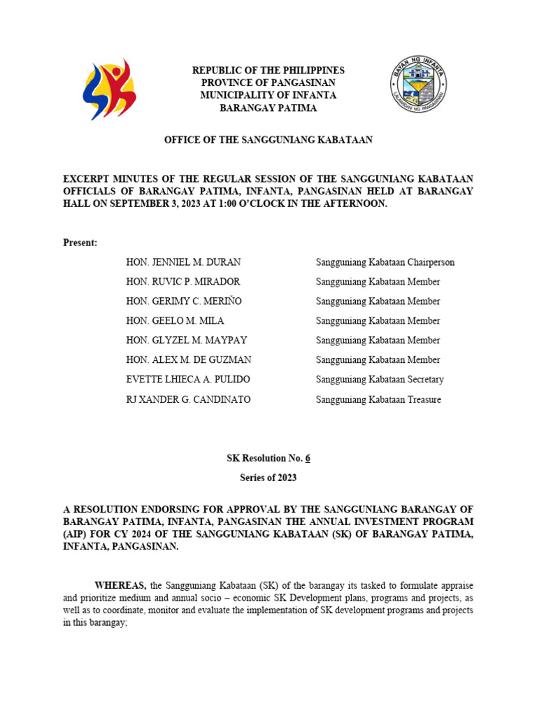 Endorsing of Sk Budget 2024 PDF Government