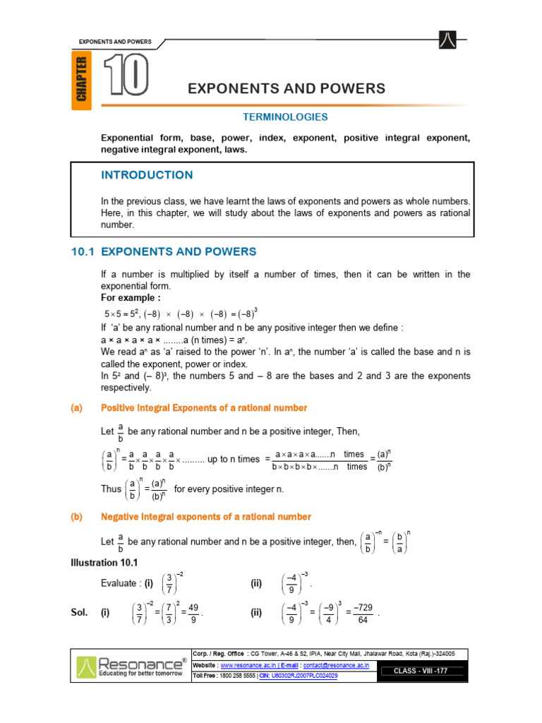10-Exponents_and_powers_Theory_VIII_Maths | PDF | Exponentiation ...