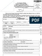 Government of India Ministry of External Affairs Passport Application Form (No.1) (For New / Re-Issue/ Replacement of Lost/Damaged Passport)
