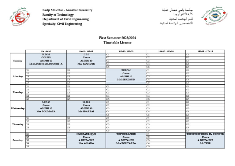 Emploi Du Temps S1 2023 2024 Licence 30 09 | PDF