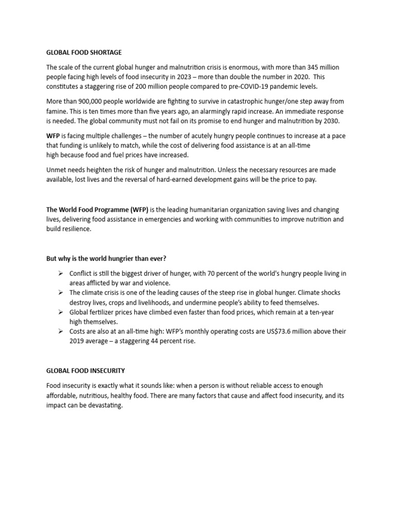 GLOBAL FOOD SHORTAGE PDF