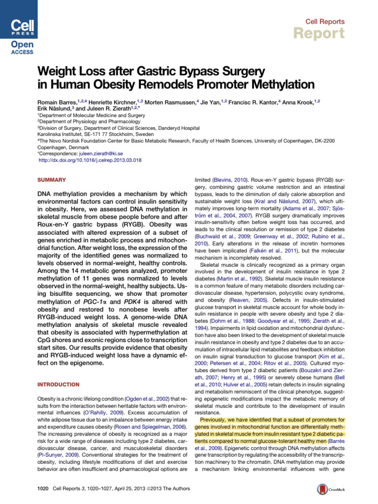 Weight Loss After Gastric Bypass Surgery in Human Obesity Remodels ...