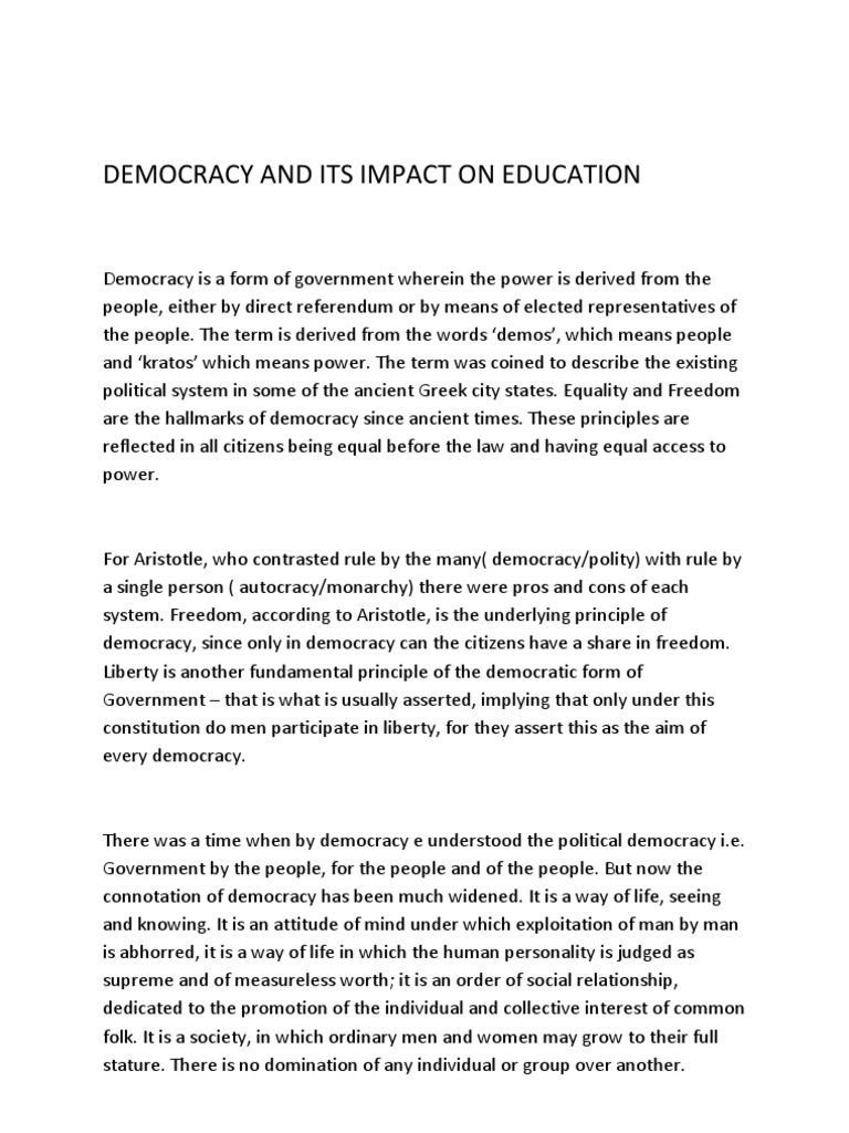 Impact of Democracy on Education | PDF | Democracy | Political Ideologies