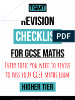 GCSE Edexcel Higher Maths: Topic List For Revision (CALCULATOR) | PDF ...