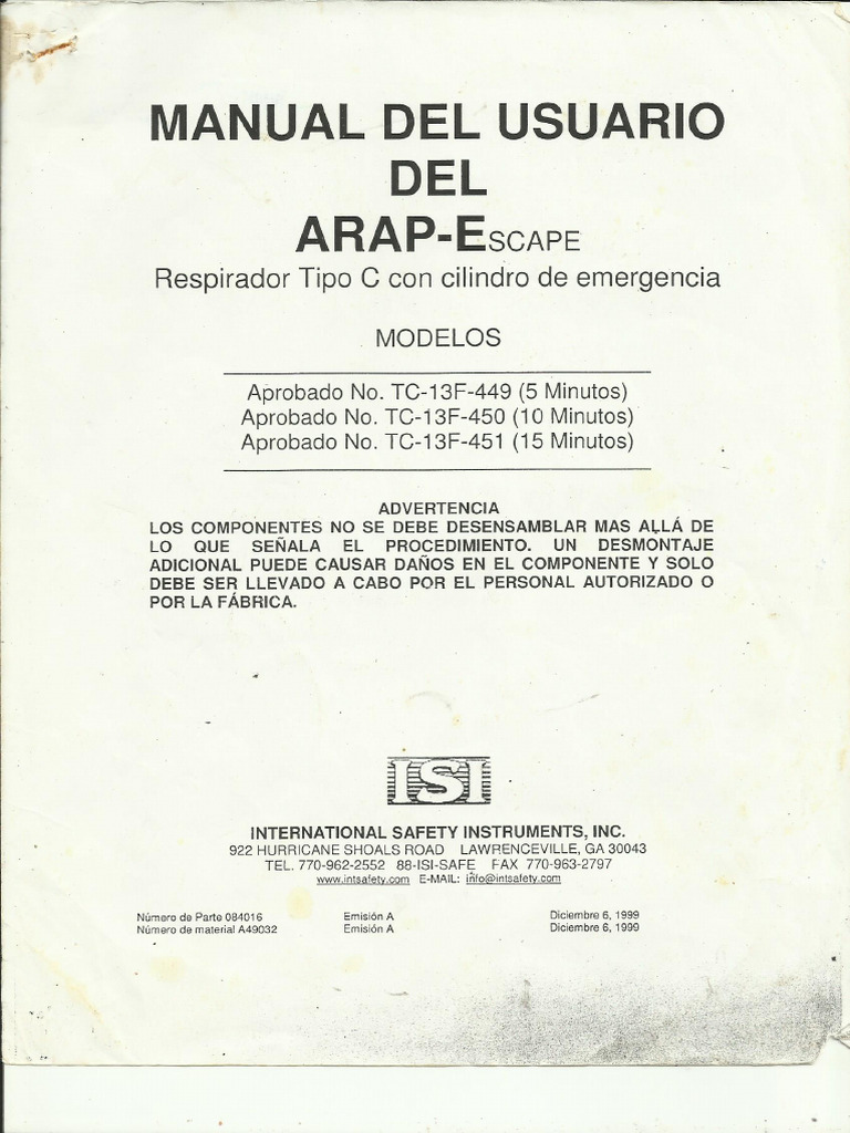 Manual de usuario del arap escape pdf