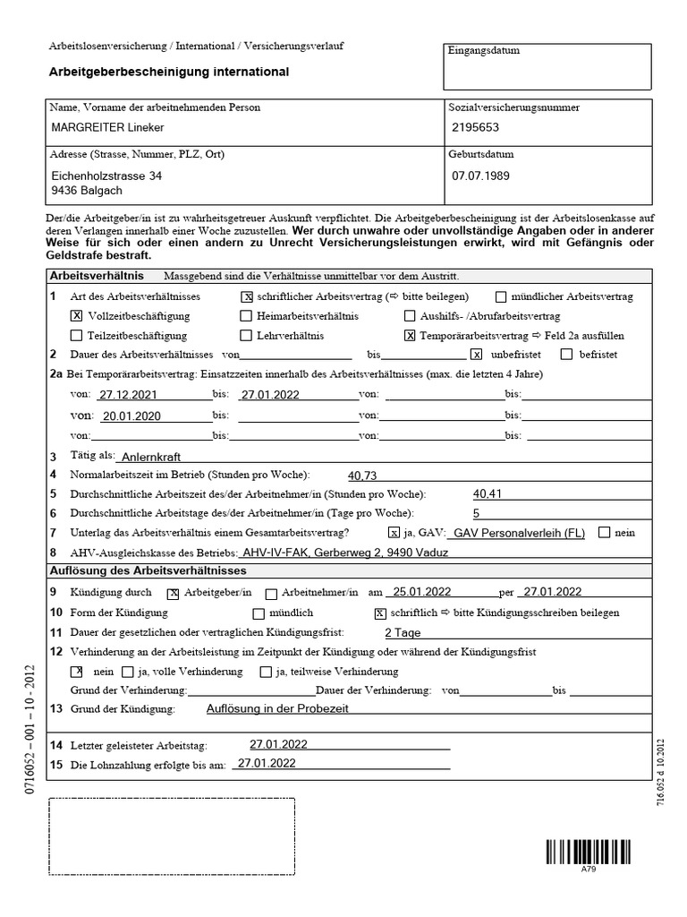 Arbeitgeberbescheinigung e Word | PDF