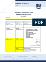 G8 Revised Half Yearly Datesheet 2023-2024