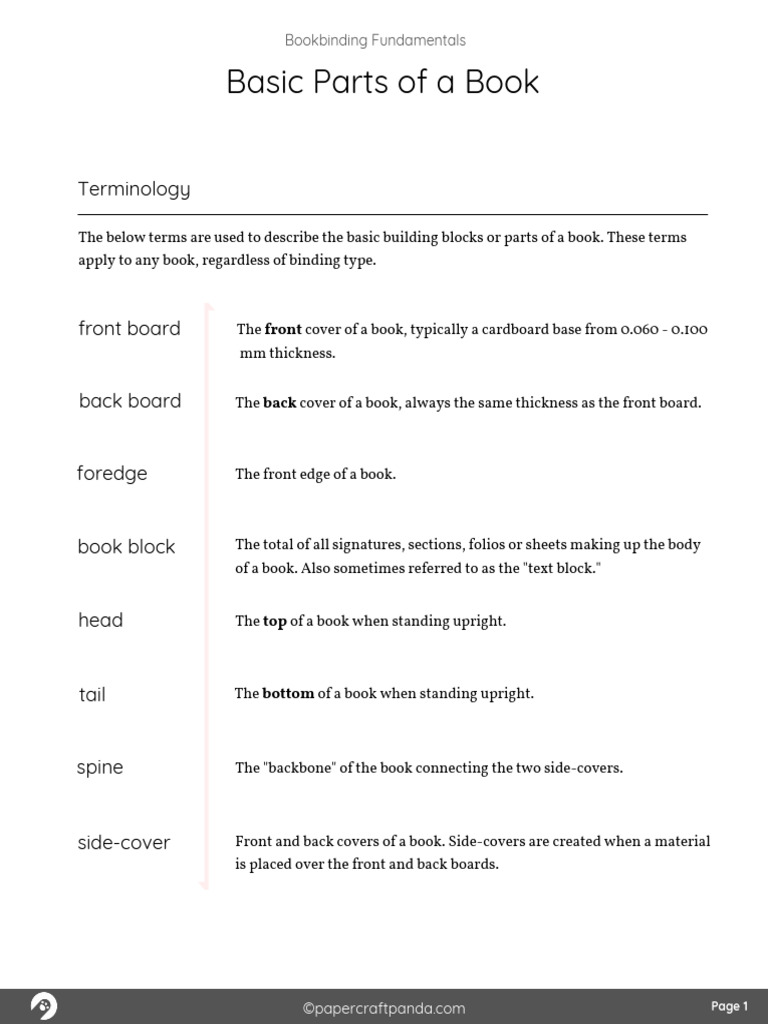Bookbinding Fundamentals Basic Parts of A Book With Terminology PDF