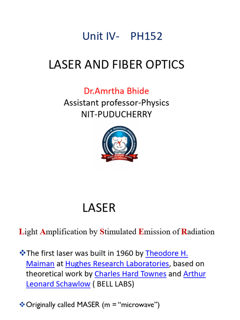 Laser Fundamentals and Characteristics | PDF | Laser | Optical Fiber