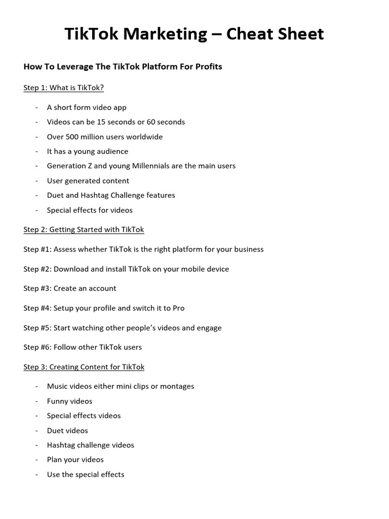 TikTok Marketing Cheat Sheet Guide | PDF | Cyberspace | World Wide Web