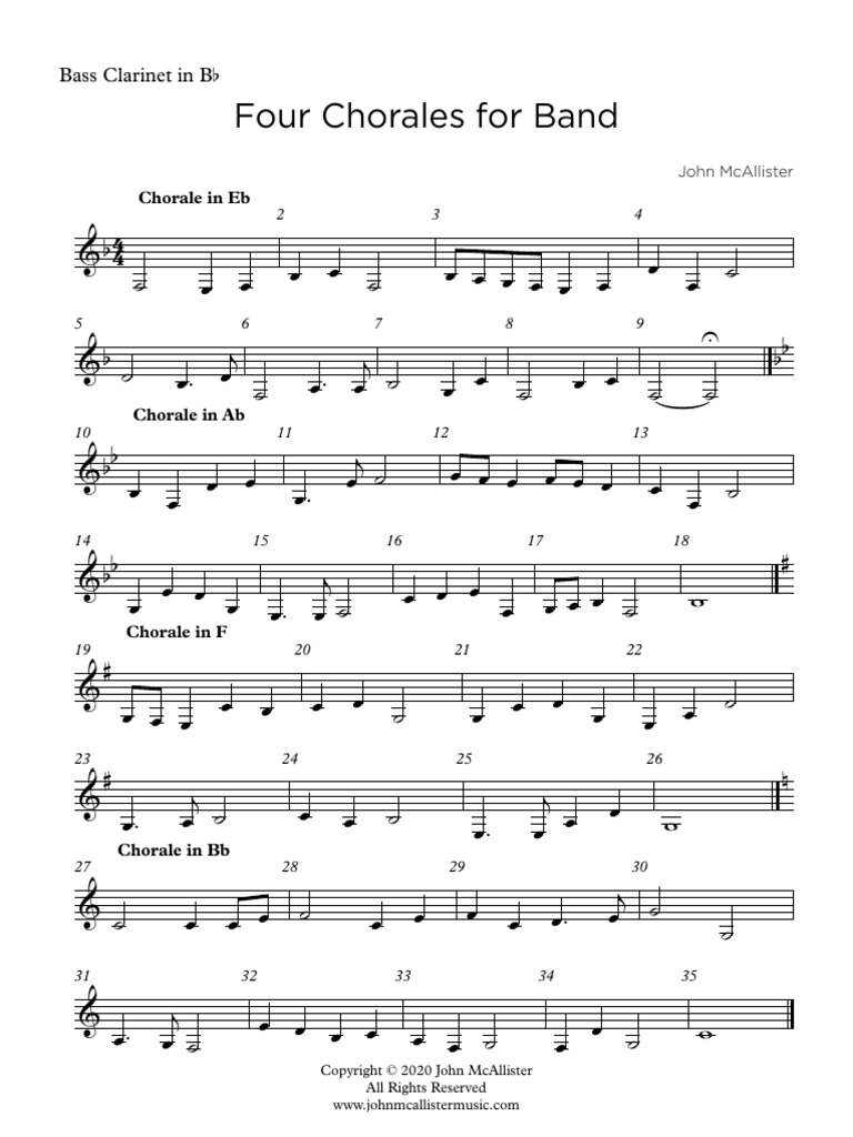 Four Chorales For Band11BClar PDF