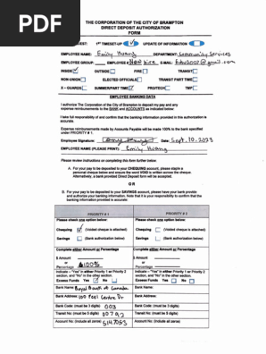 Consolidated Direct Deposit Form
