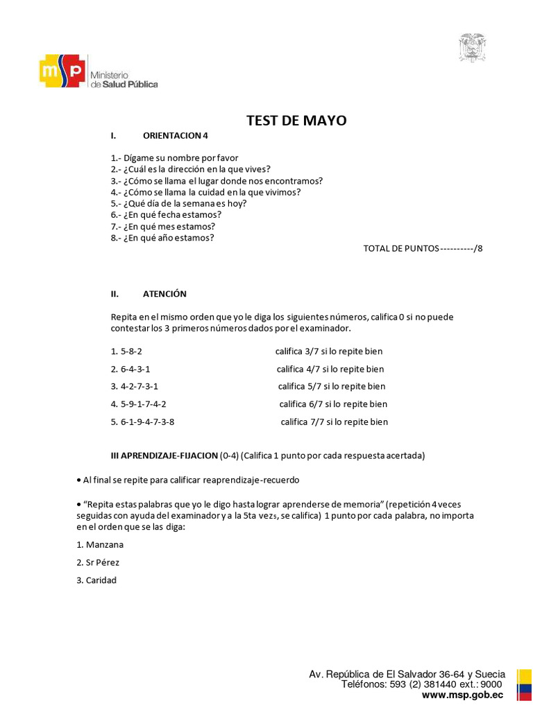 Test de Mayo PDF
