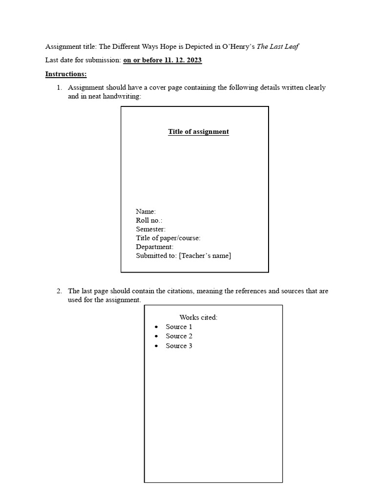 Assignment Guidelines for O’Henry Analysis | PDF
